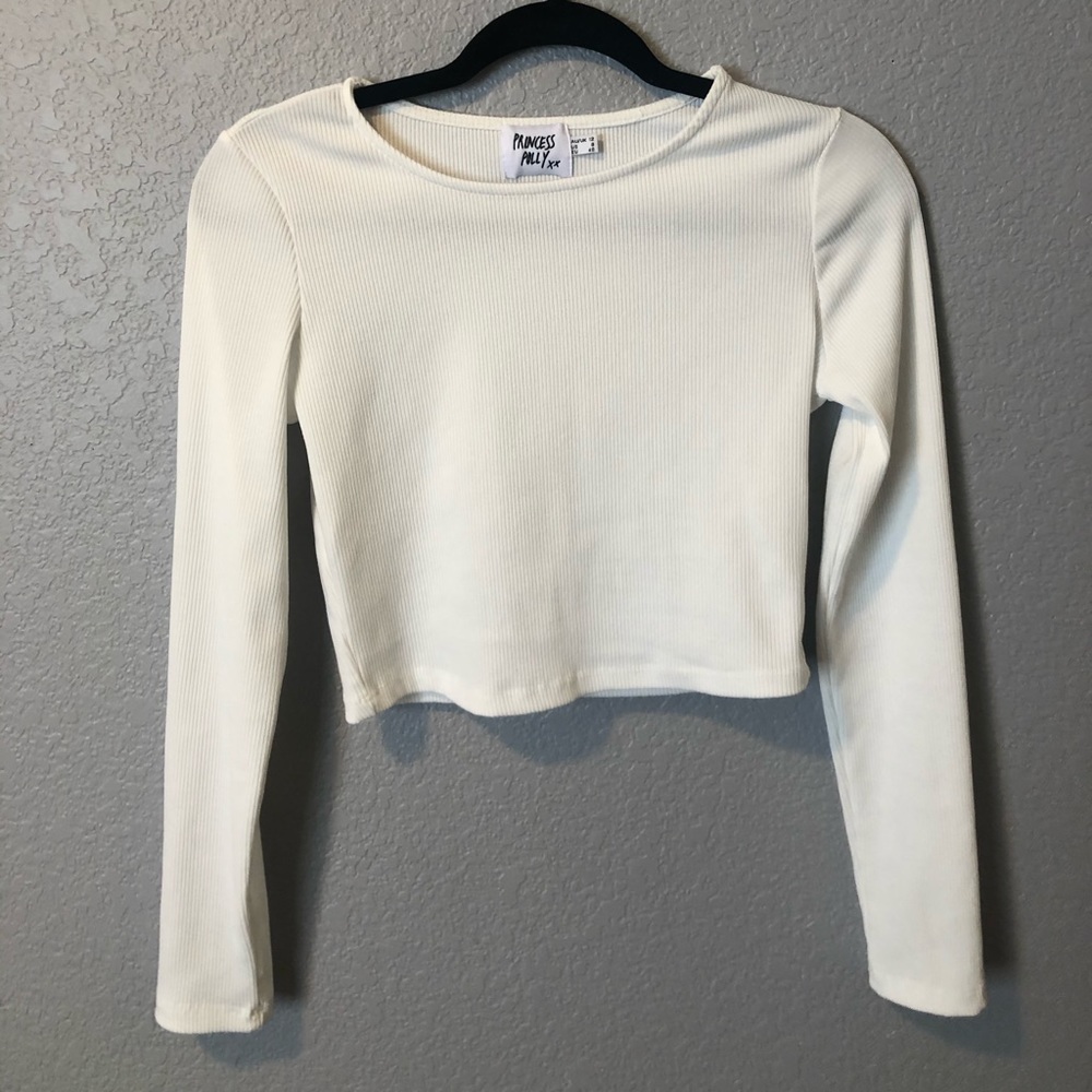 Princess Polly White Cropped Long sleeve